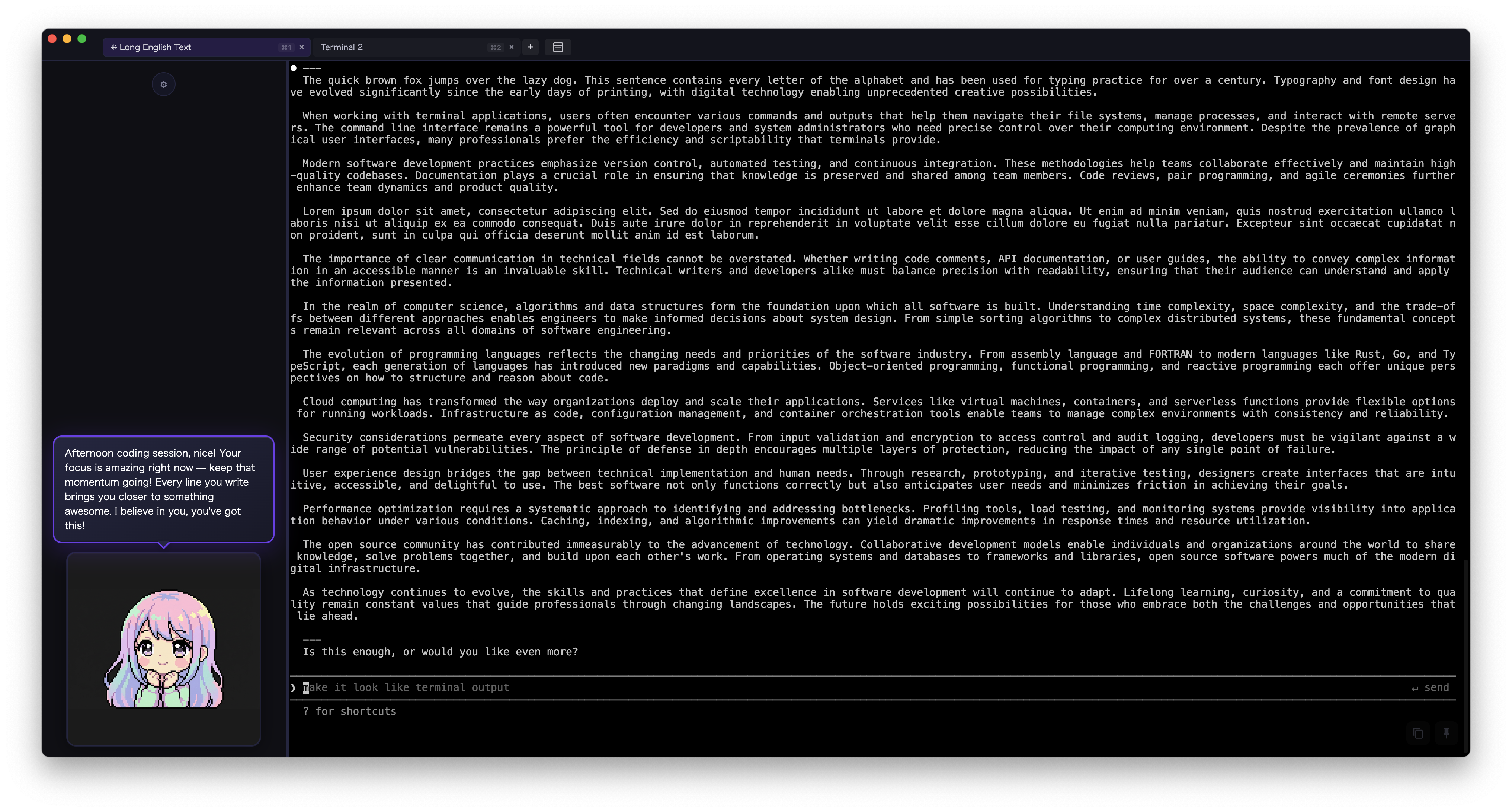 Kawaii Terminal main view